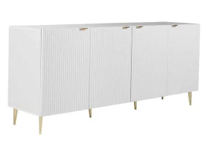 Hot Buffetkast Met 4 Deurtjes Van Mdf En Staal - Wit En Goudkleurig - Yesinia Buffetkast