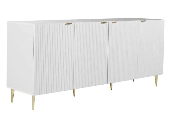 Hot Buffetkast Met 4 Deurtjes Van Mdf En Staal - Wit En Goudkleurig - Yesinia Buffetkast