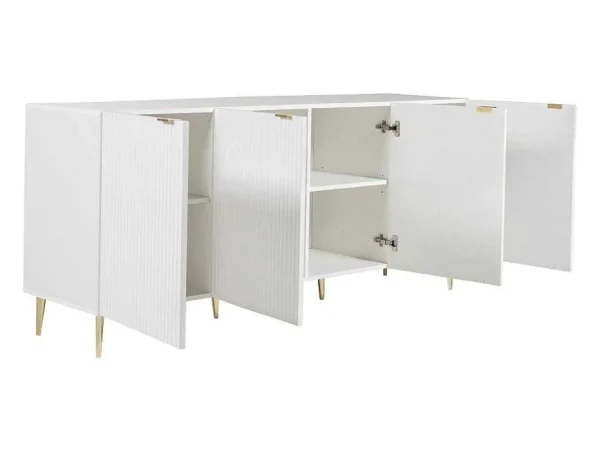 Hot Buffetkast Met 4 Deurtjes Van Mdf En Staal - Wit En Goudkleurig - Yesinia Buffetkast