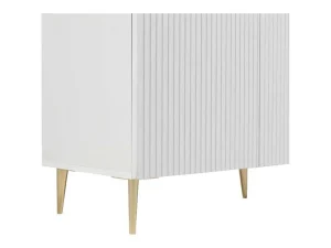 Hot Buffetkast Met 4 Deurtjes Van Mdf En Staal - Wit En Goudkleurig - Yesinia Buffetkast