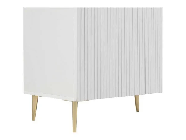 Hot Buffetkast Met 4 Deurtjes Van Mdf En Staal - Wit En Goudkleurig - Yesinia Buffetkast