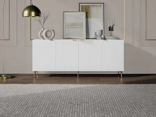 Hot Buffetkast Met 4 Deurtjes Van Mdf En Staal - Wit En Goudkleurig - Yesinia Buffetkast