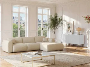 Hot Buffetkast Met 4 Deurtjes Van Mdf En Staal - Wit En Goudkleurig - Yesinia Buffetkast