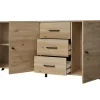 Online Buffetkast Portland - 3 Laden En 3 Deuren - Kleur: Eiken En Zwart Buffetkast