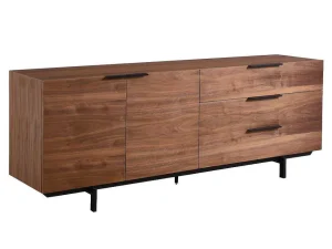 Cheap Buffetkast Tayron - 2 Deuren En 3 Laden - Mdf En Metalen Poten - Kleur: Walnoot Buffetkast