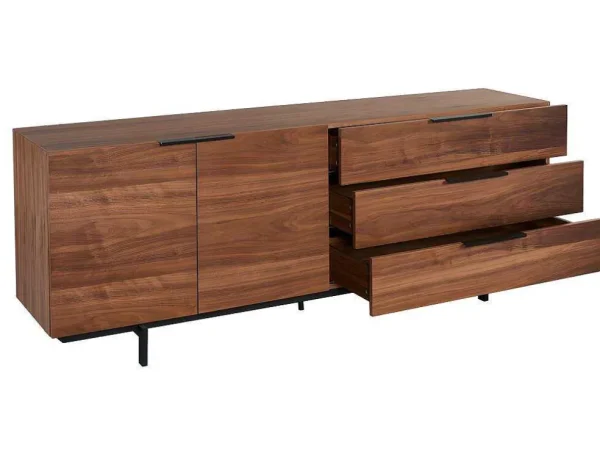 Cheap Buffetkast Tayron - 2 Deuren En 3 Laden - Mdf En Metalen Poten - Kleur: Walnoot Buffetkast