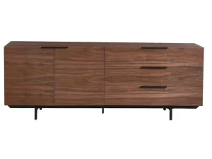 Cheap Buffetkast Tayron - 2 Deuren En 3 Laden - Mdf En Metalen Poten - Kleur: Walnoot Buffetkast
