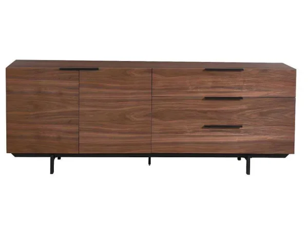 Cheap Buffetkast Tayron - 2 Deuren En 3 Laden - Mdf En Metalen Poten - Kleur: Walnoot Buffetkast