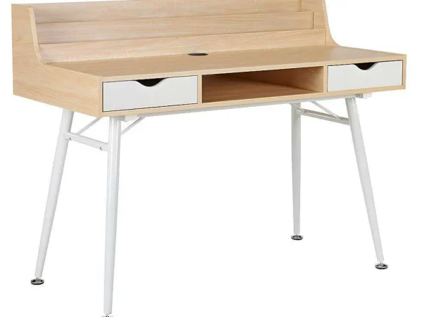 Hot Bureau Larcos Met Opbergruimte - Eik & Wit Bureaumeubel