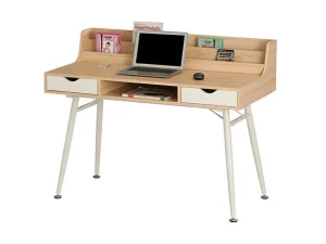Hot Bureau Larcos Met Opbergruimte - Eik & Wit Bureaumeubel