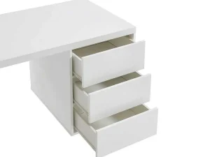 Fashion Bureau Met 3 Lades - Gelakt Mdf En Metaal - Wit En Goudkleurig - Timfia Van Bureaumeubel