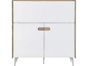 Cheap Bureaukast Met 3 Deuren - Mdf En Metaal - Naturel En Wit - Derelis Bureaumeubel
