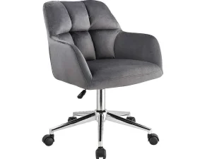Outlet Bureaustoel - Fluweel - Grijs - Verstelbare Hoogte - Pega Bureaustoel