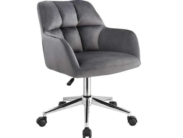 Outlet Bureaustoel - Fluweel - Grijs - Verstelbare Hoogte - Pega Bureaustoel