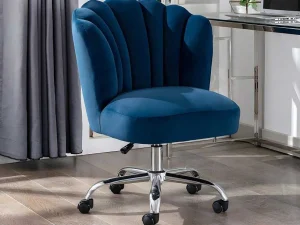 Cheap Bureaustoel - Velours - Blauw - Verstelbare Hoogte - Ruty Van Bureaustoel