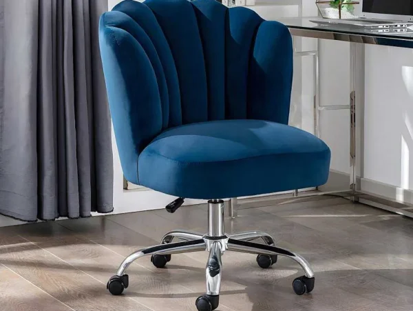 Cheap Bureaustoel - Velours - Blauw - Verstelbare Hoogte - Ruty Van Bureaustoel