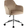 Cheap Bureaustoel Eleana - Fluweel - Verstelbare Hoogte - Beige Bureaustoel