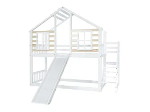 Cheap Cabine Stapelbed 90X200Cm - Massief Grenen - Met Trap En Glijbaan - Wit Kinderbed