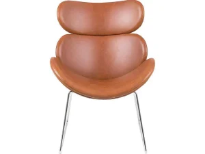 Cheap Cazy Fauteuil Kunstleer Vintage Cognac Bruin - Chromen Onderstel. Fauteuil Kunstleer