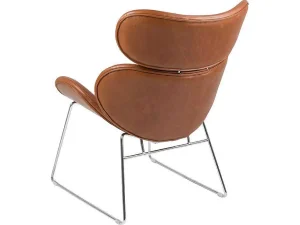 Cheap Cazy Fauteuil Kunstleer Vintage Cognac Bruin - Chromen Onderstel. Fauteuil Kunstleer