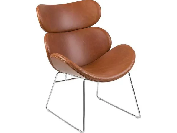 Cheap Cazy Fauteuil Kunstleer Vintage Cognac Bruin - Chromen Onderstel. Fauteuil Kunstleer