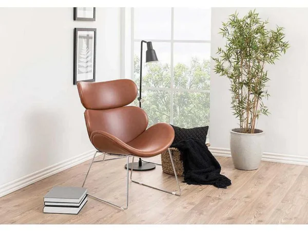 Cheap Cazy Fauteuil Kunstleer Vintage Cognac Bruin - Chromen Onderstel. Fauteuil Kunstleer