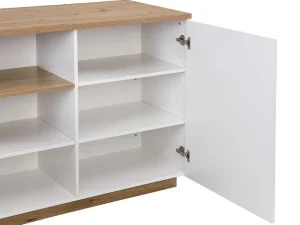 Flash Sale Centraal Keukeneiland Met 2 Deuren En 1 Nis Van Mdf - Naturel En Wit - Corelina Keukeneiland