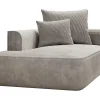 Outlet Chaise Longue Met Hoek Links Van Beige Ribfluweel Pineta Chaise Longue