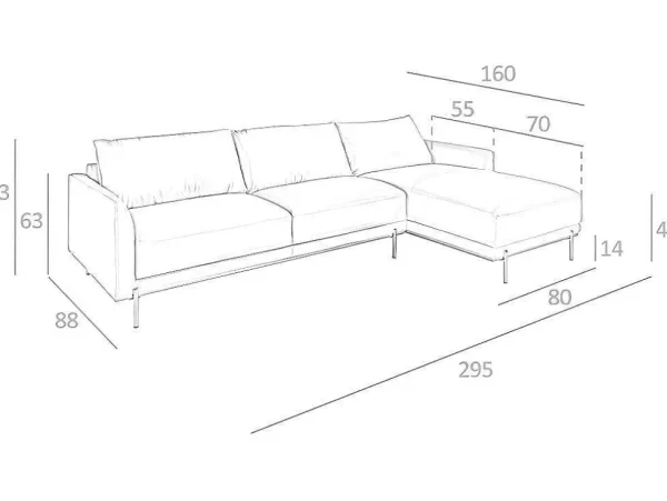 Clearance Chaiselongue Bank (R) In Leer En Verdonkerd Staal 6154 Hoekbank