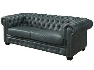 Cheap Chesterfield Zitbank 3 + 2 + 1 Plaatsen Brenton 100% Buffelleer - Spaans Groen Set Zitbank + Fauteuil