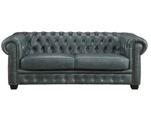 Cheap Chesterfield Zitbank 3 + 2 + 1 Plaatsen Brenton 100% Buffelleer - Spaans Groen Set Zitbank + Fauteuil