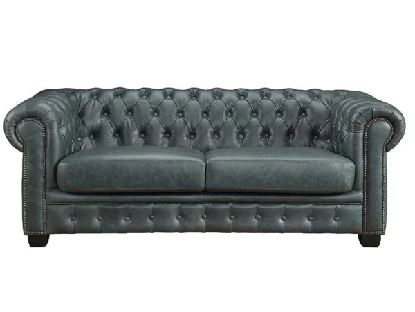 Cheap Chesterfield Zitbank 3 + 2 + 1 Plaatsen Brenton 100% Buffelleer - Spaans Groen Set Zitbank + Fauteuil