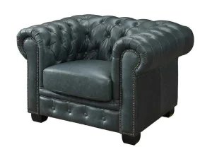 Cheap Chesterfield Zitbank 3 + 2 + 1 Plaatsen Brenton 100% Buffelleer - Spaans Groen Set Zitbank + Fauteuil