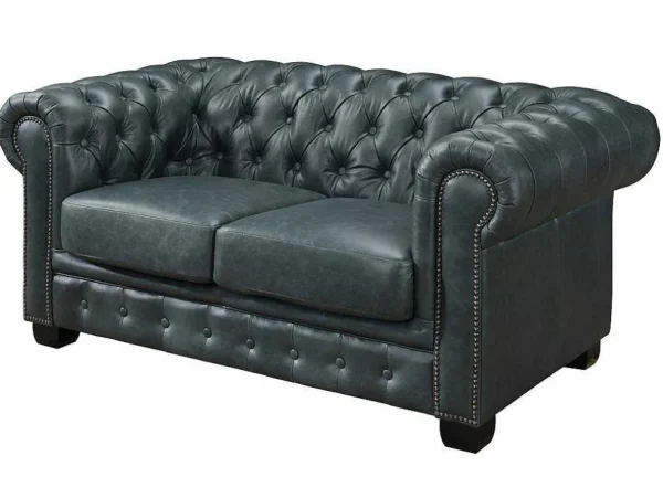 Cheap Chesterfield Zitbank 3 + 2 + 1 Plaatsen Brenton 100% Buffelleer - Spaans Groen Set Zitbank + Fauteuil