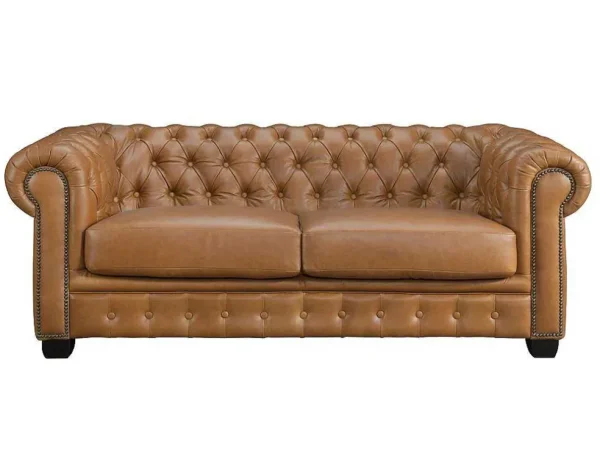 Best Sale Chesterfield 3-Zitsbank Brenton 100% Buffelleer - Vintage Caramel Chesterfield Zitbank