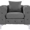 Flash Sale Chesterfield-Fauteuil Van Antracietgrijs Velours Edwina Fauteuil Stof Fluweel / Suedine