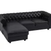 Online Chesterfield-Hoekbank Met Hoek Links Van Zwart Leer Toledo Chesterfield Zitbank