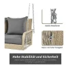 Best Sale 114 Cm Hangstoel In Pe Rotan - 2 Plaatsen - 11 Cm Gecapitonneerd Zitkussen - Beige + Grijs Hangstoel