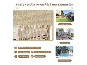 Flash Sale 114 Cm Hangstoel In Pe Rotan - 2 Plaatsen - 11 Cm Gewatteerd Zitkussen - Beige Hangstoel
