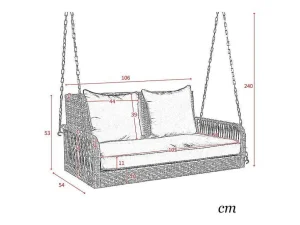 Flash Sale 114 Cm Hangstoel In Pe Rotan - 2 Plaatsen - 11 Cm Gewatteerd Zitkussen - Beige Hangstoel