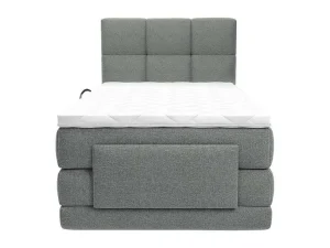 Hot Complete Boxspringset Met Gestoffeerd Hoofdbord Met Elektrische Relaxbedbodems Met Matras Met Topmatras 100 X 200 Cm Stoffen Bekleding Lichtgrijs Lodi Van Elektrisch Relaxatiebed