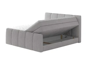 Outlet Complete Set Boxspring Met Verstelbaar Hoofdeinde + Bedbodem-Kist + Matras + Dekmatras Verone - Lichtgrijs - 160X200 Cm Boxspringbed