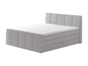 Outlet Complete Set Boxspring Met Verstelbaar Hoofdeinde + Bedbodem-Kist + Matras + Dekmatras Verone - Lichtgrijs - 160X200 Cm Boxspringbed