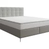 Clearance Complete Set Met Boxspring En Gecapitonneerd Hoofdbord + Bedbodem + Matras + Topmatras - 180 X 200 Cm - Stof - Lichtgrijs - Inao Van Ysmee Boxspringbed