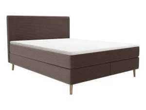 Cheap Complete Set Met Boxspring En Hoofdbord + Bedbodem + Matras + Topmatras - 160 X 200 Cm - Ribfluweel - Bruin - Nara Van Ysmee Boxspringbed