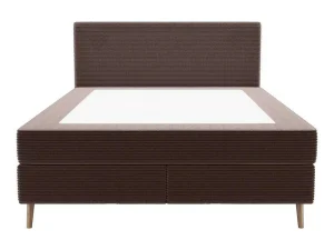 Cheap Complete Set Met Boxspring En Hoofdbord + Bedbodem + Matras + Topmatras - 160 X 200 Cm - Ribfluweel - Bruin - Nara Van Ysmee Boxspringbed