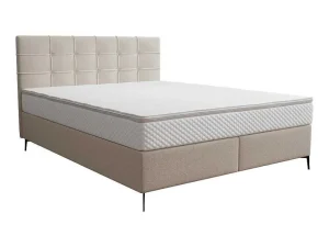Best Complete Set Met Boxspring En Gecapitonneerd Hoofdbord + Bedbodem + Matras + Topmatras - 180 X 200 Cm - Stof - Beige - Inao Van Ysmee Boxspringbed