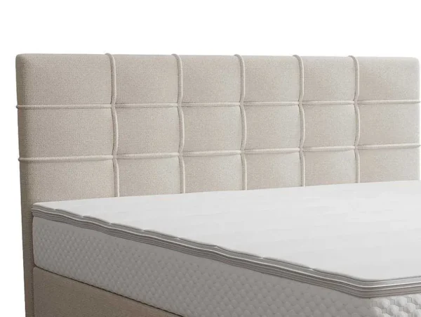 Best Complete Set Met Boxspring En Gecapitonneerd Hoofdbord + Bedbodem + Matras + Topmatras - 180 X 200 Cm - Stof - Beige - Inao Van Ysmee Boxspringbed