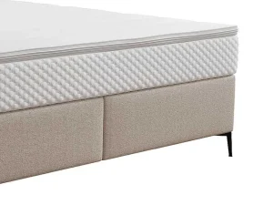 Best Complete Set Met Boxspring En Gecapitonneerd Hoofdbord + Bedbodem + Matras + Topmatras - 180 X 200 Cm - Stof - Beige - Inao Van Ysmee Boxspringbed