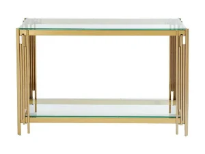 Cheap Consoletafel Van Gehard Glas En Roestvrij Staal - Goudkleurig - Nomelano - Van Sidetable